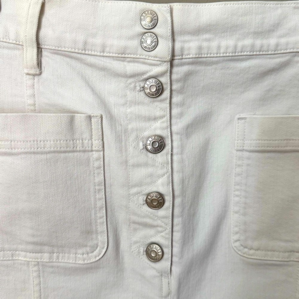 Madewell High Slit Denim Midi Skirt White Button Front Size 31 Style H8851 - Picture 6 of 16